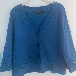 Jones New York Collection Cobalt‎ Blue  Cropped Cardigan, Size Medium